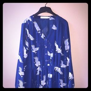 Blue Crane Print dress